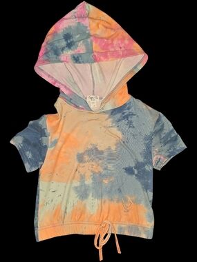 Nwot! Girls Hoodie Tie-dyed Short Sleeve Shirt